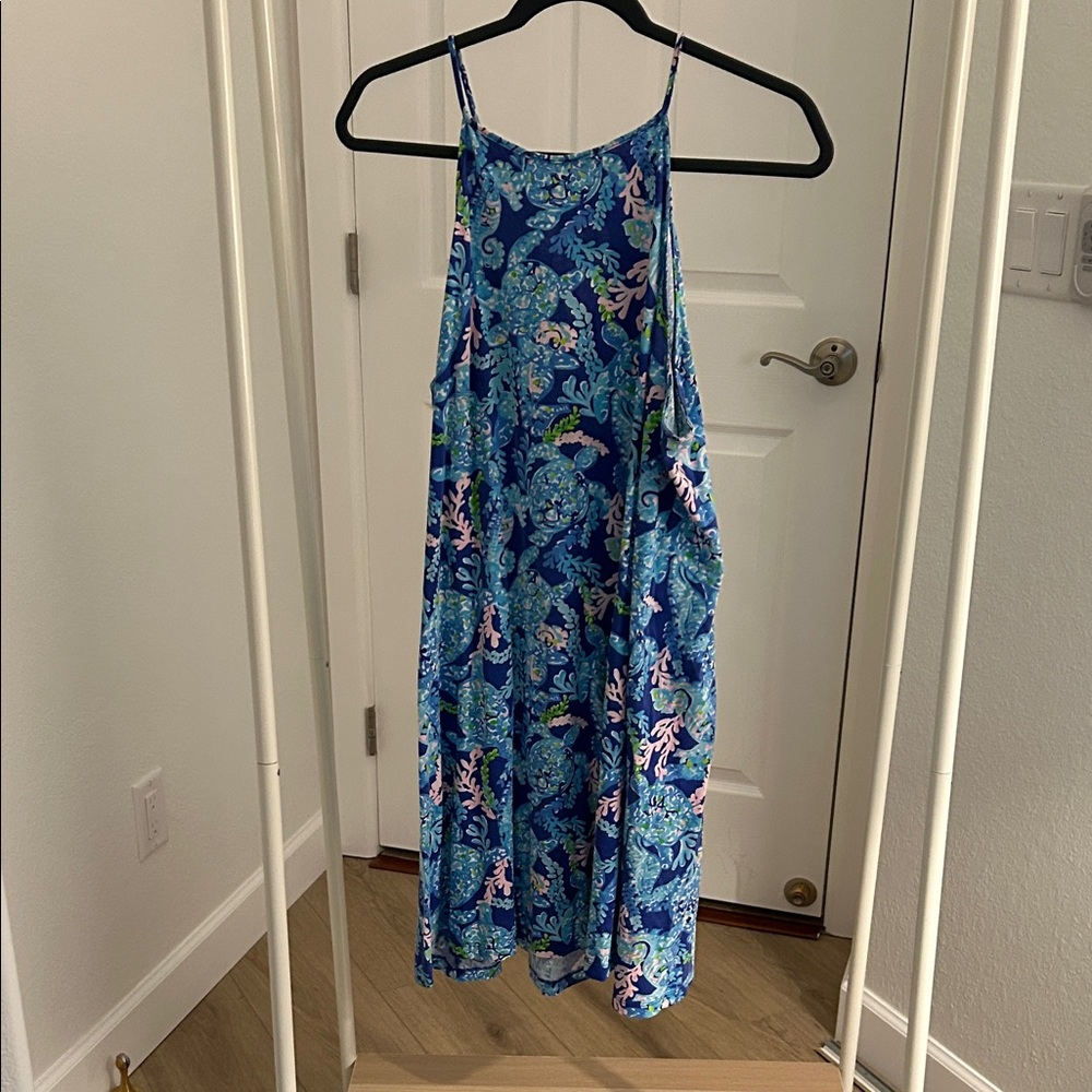 Lilly Pulitzer Turtle and Coral Blue Sleeveless Dress